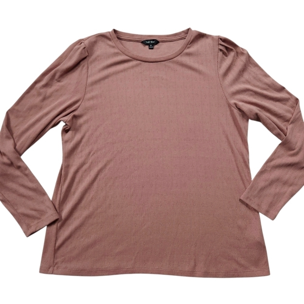 Well Worn Women's XL Long Sleeve Crewneck Mauve Top